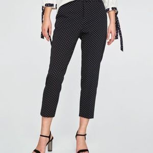 Zara polka-dot tuxedo stripe trousers Sz 12
